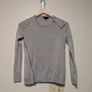 J.Crew Merino Wool Sweater Asymmetrical Zip Gray XS